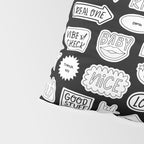 Funny black and white cartoon sticker quote pattern Pillow Sham Gallery Image 4