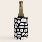 Funny black and white cartoon sticker quote pattern Wine Chiller Gallery Image 1
