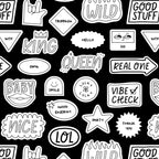 Funny black and white cartoon sticker quote pattern Coffee Mug Gallery Image 2