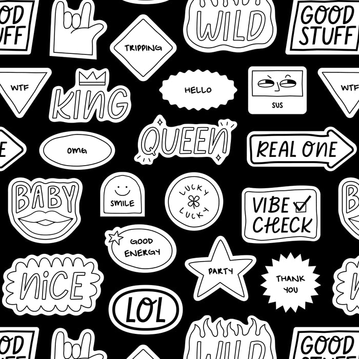 Funny black and white cartoon sticker quote pattern Coffee Mug Gallery Image 2