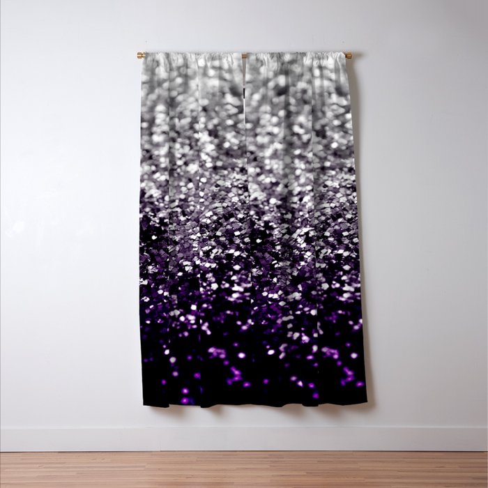 Dark Night Purple Black Silver Glitter #1 (Faux Glitter) #shiny #decor #art #society6 Window Curtain Gallery Image 3