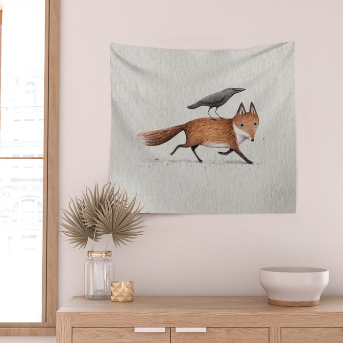 Fox & Crow - Piggyback Wall Tapestry Gallery Image 2