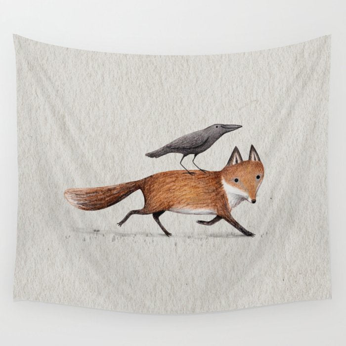 Fox & Crow - Piggyback Wall Tapestry Gallery Image 4