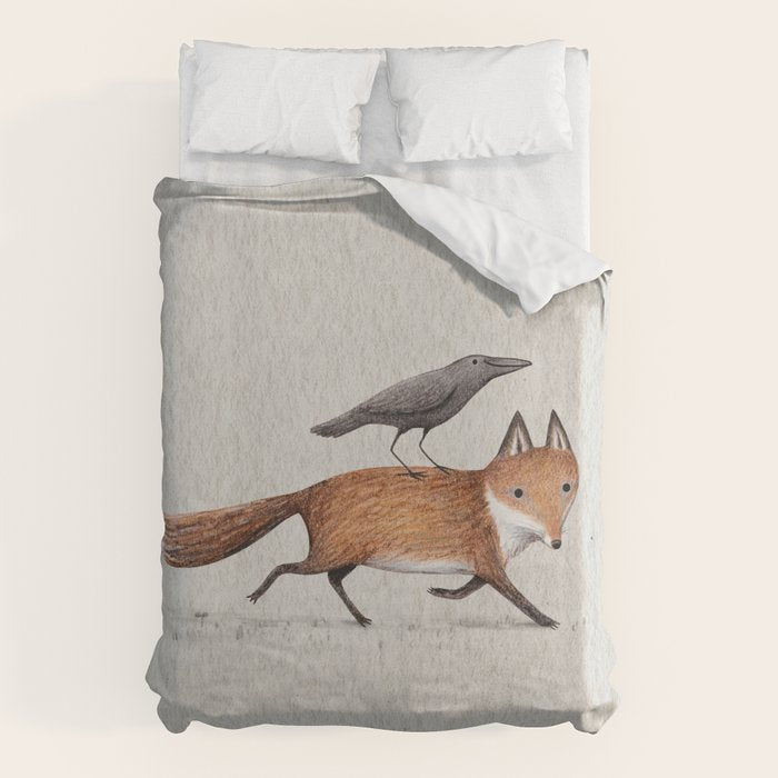 Fox & Crow - Piggyback Duvet Cover Gallery Image 1