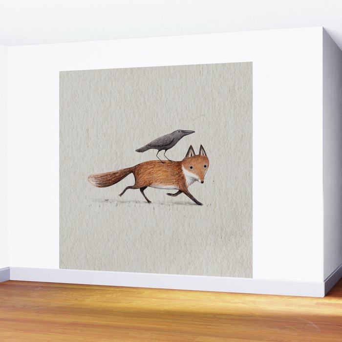 Fox & Crow - Piggyback Wall Mural Gallery Image 2