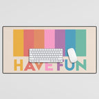 Vintage Rainbow Have Fun Text Desk Mat Gallery Image 1