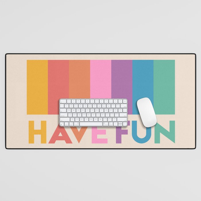 Vintage Rainbow Have Fun Text Desk Mat Gallery Image 1