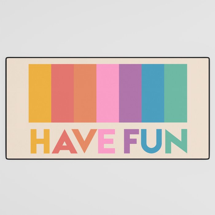 Vintage Rainbow Have Fun Text Desk Mat Gallery Image 3