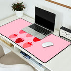 Abstract Retro Fruit Print Pink And Red Aesthetic Modern Preppy Strawberries Desk Mat Gallery Image 2