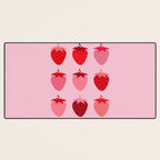 Abstract Retro Fruit Print Pink And Red Aesthetic Modern Preppy Strawberries Desk Mat Gallery Image 3
