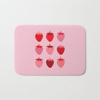 Abstract Retro Fruit Print Pink And Red Aesthetic Modern Preppy Strawberries Bath Mat Gallery Image 1