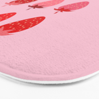 Abstract Retro Fruit Print Pink And Red Aesthetic Modern Preppy Strawberries Bath Mat Gallery Image 3