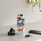 Animals in a Snowy Winter Forest Water Bottle Gallery Image 4