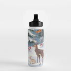 Animals in a Snowy Winter Forest Water Bottle Gallery Image 2