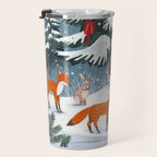 Animals in a Snowy Winter Forest Travel Mug Gallery Image 3