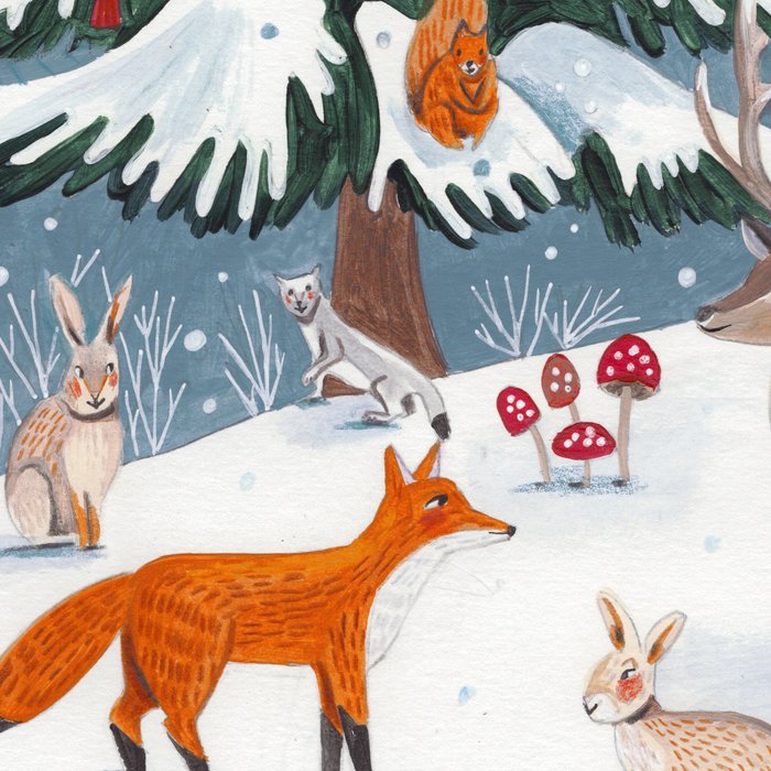 Animals in a Snowy Winter Forest Coffee Mug Gallery Image 2