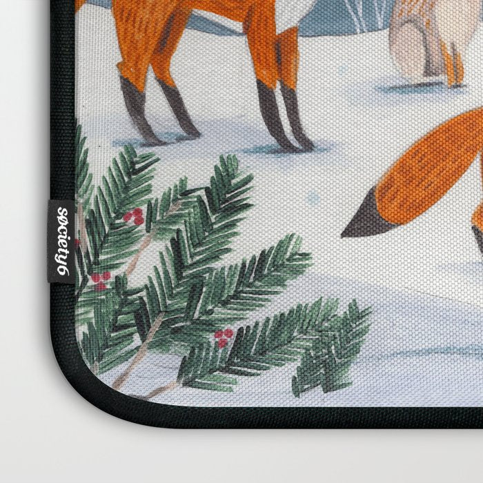 Animals in a Snowy Winter Forest Laptop Sleeve Gallery Image 3