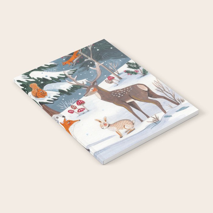 Animals in a Snowy Winter Forest Notebook Gallery Image 1