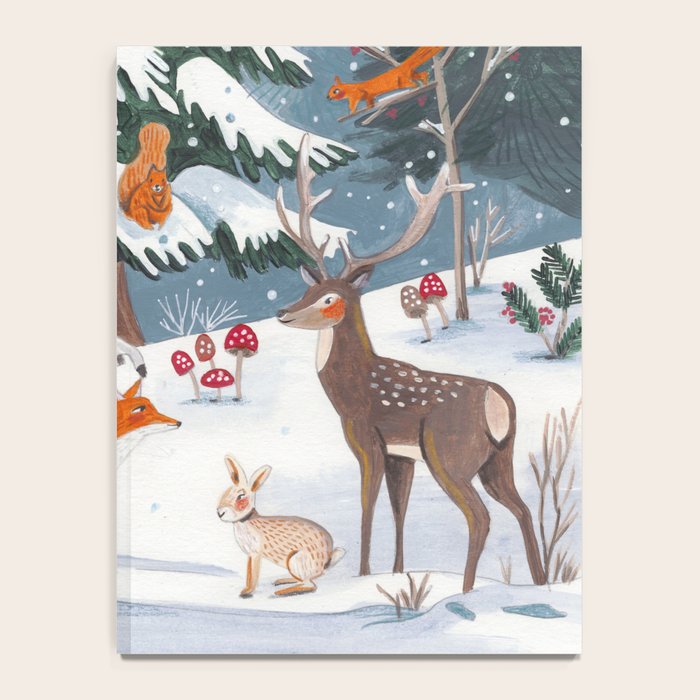 Animals in a Snowy Winter Forest Notebook Gallery Image 4