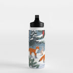Animals in a Snowy Winter Forest Water Bottle Gallery Image 3