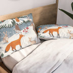 Animals in a Snowy Winter Forest Pillow Sham Gallery Image 2