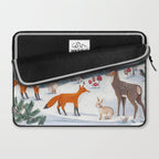 Animals in a Snowy Winter Forest Laptop Sleeve Gallery Image 2