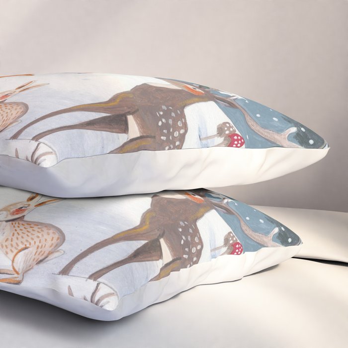 Animals in a Snowy Winter Forest Pillow Sham Gallery Image 3