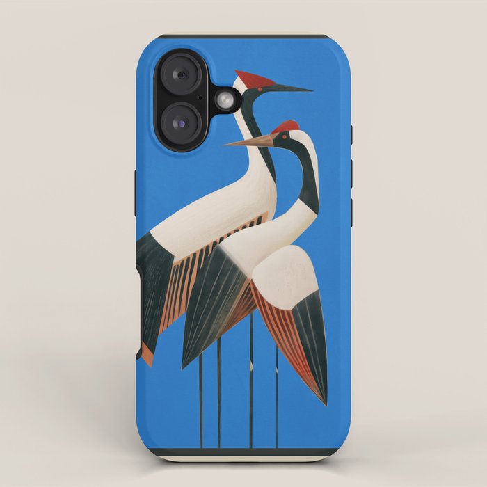 Stillness in Motion - Abstract Cranes in Blue iPhone Case Gallery Image 1