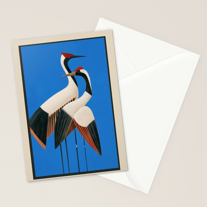 Stillness in Motion - Abstract Cranes in Blue Stationery Card Gallery Image 2