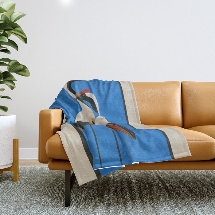 Stillness in Motion - Abstract Cranes in Blue Throw Blanket Gallery Image 1