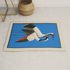 Stillness in Motion - Abstract Cranes in Blue Rug Gallery Image 1