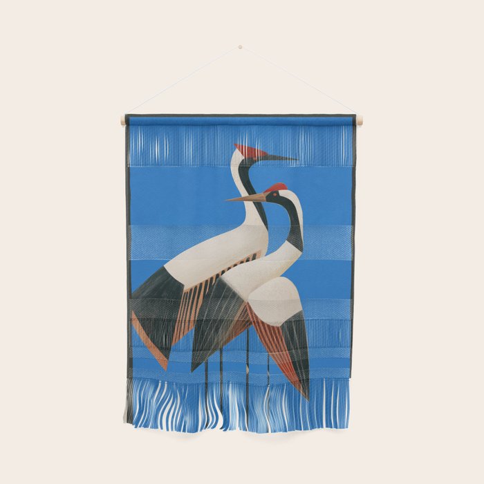 Stillness in Motion - Abstract Cranes in Blue Wall Hanging Gallery Image 1