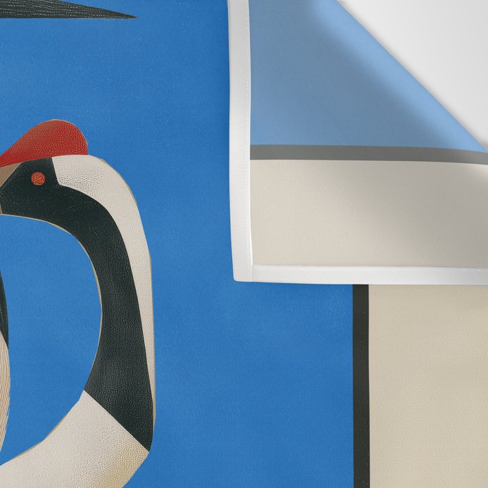 Stillness in Motion - Abstract Cranes in Blue Wall Tapestry Gallery Image 3