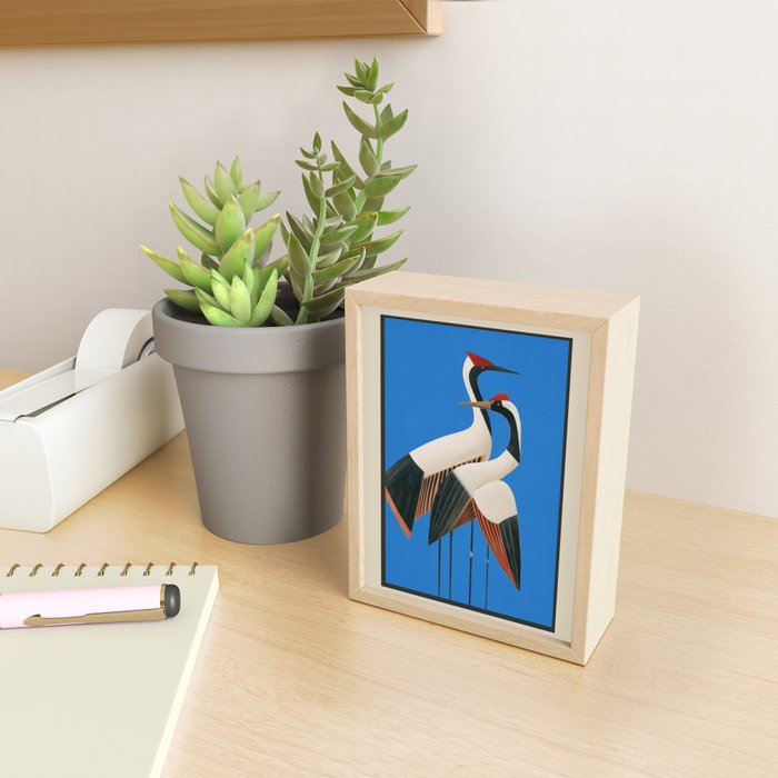 Stillness in Motion - Abstract Cranes in Blue Mini Art Print Gallery Image 2