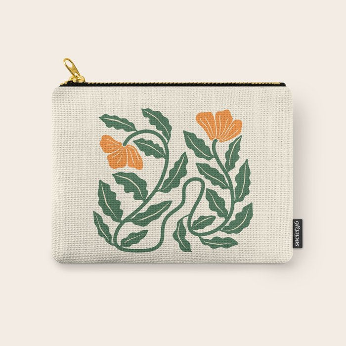Midcentury Nasturtium on Vines Carry All Pouch Gallery Image 1