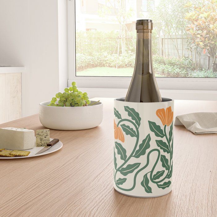 Midcentury Nasturtium on Vines Wine Chiller Gallery Image 4