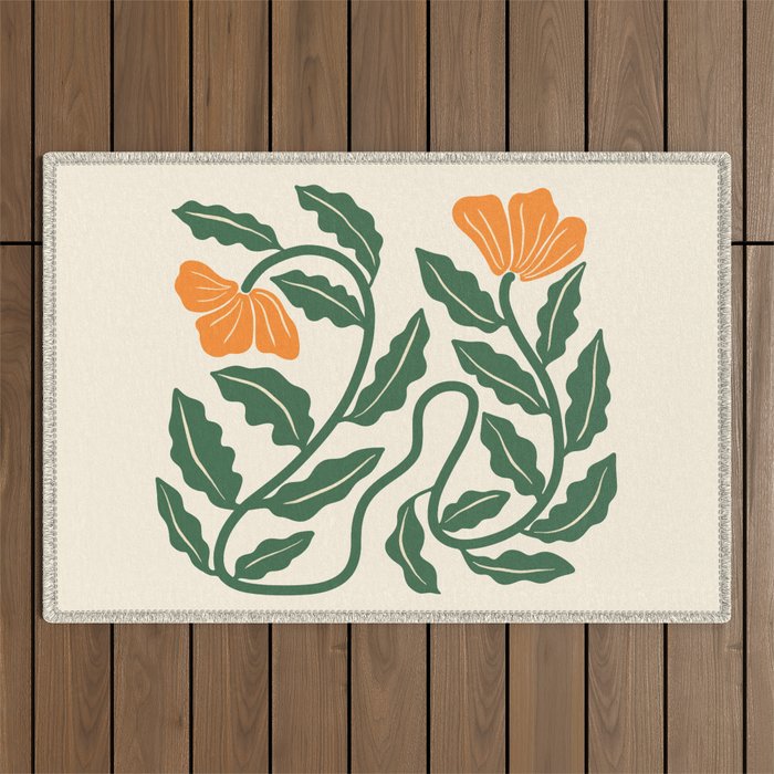 Midcentury Nasturtium on Vines Outdoor Rug Gallery Image 1