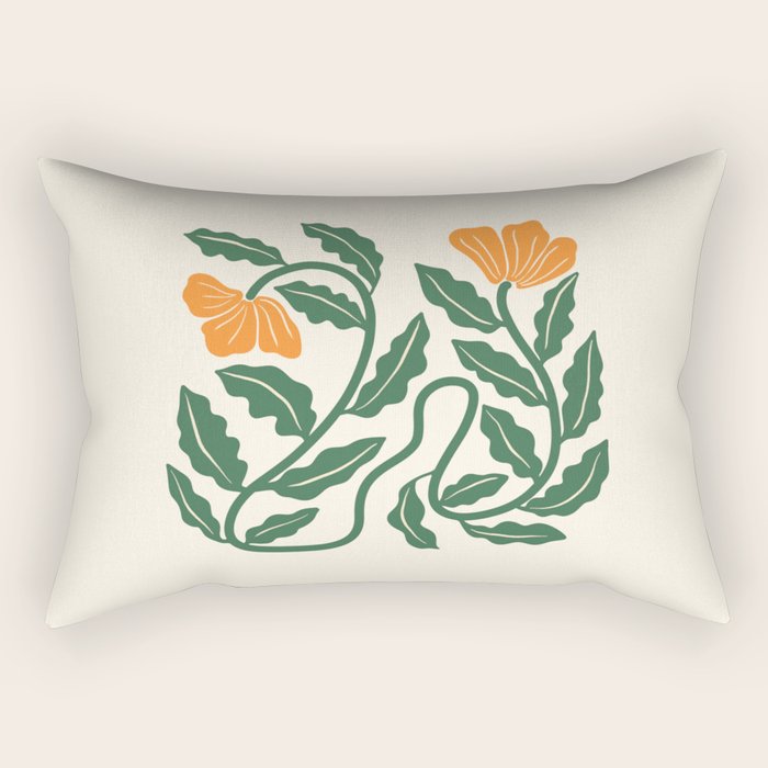 Midcentury Nasturtium on Vines Rectangular Pillow Gallery Image 2