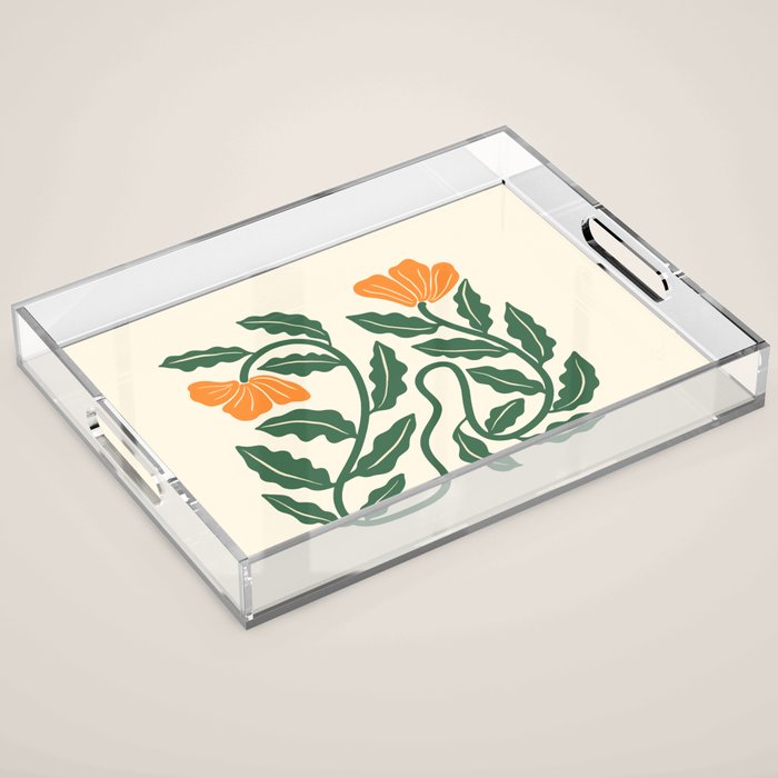 Midcentury Nasturtium on Vines Acrylic Tray Gallery Image 1