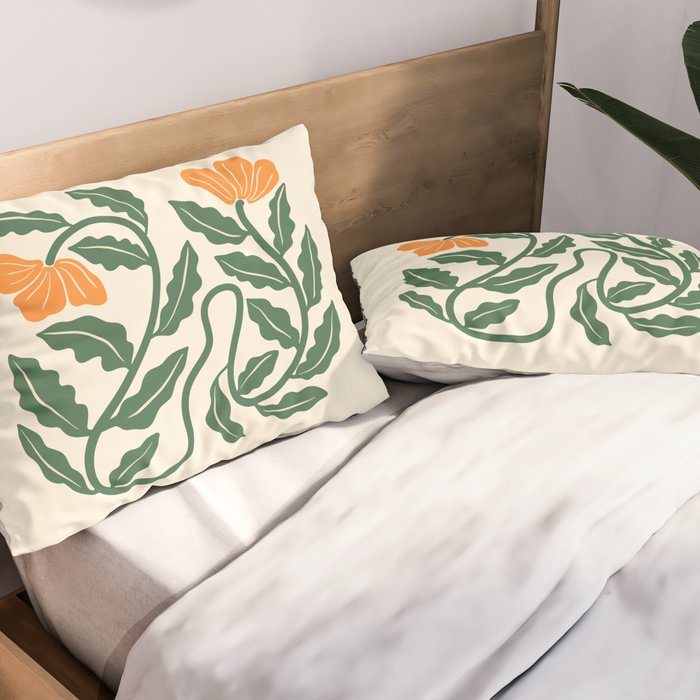 Midcentury Nasturtium on Vines Pillow Sham Gallery Image 2
