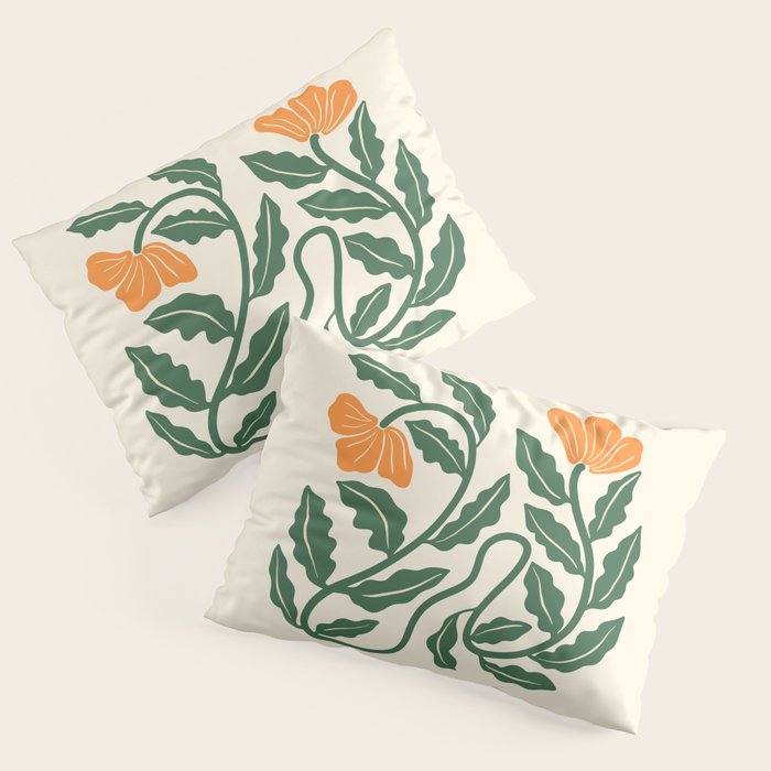 Midcentury Nasturtium on Vines Pillow Sham Gallery Image 3