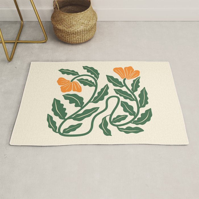 Midcentury Nasturtium on Vines Rug Gallery Image 1