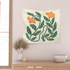 Midcentury Nasturtium on Vines Wall Tapestry Gallery Image 2