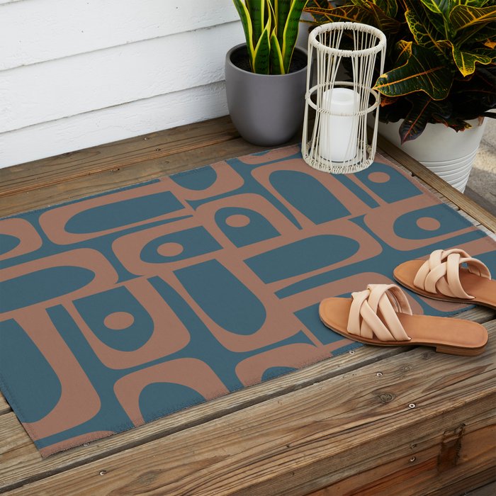 Mid Century Modern Piquet 11 Inspired by PANTONE 17 1230 Color of the Year Mocha Mousse Outdoor Rug Gallery Image 2
