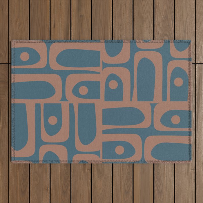 Mid Century Modern Piquet 11 Inspired by PANTONE 17 1230 Color of the Year Mocha Mousse Outdoor Rug Gallery Image 1
