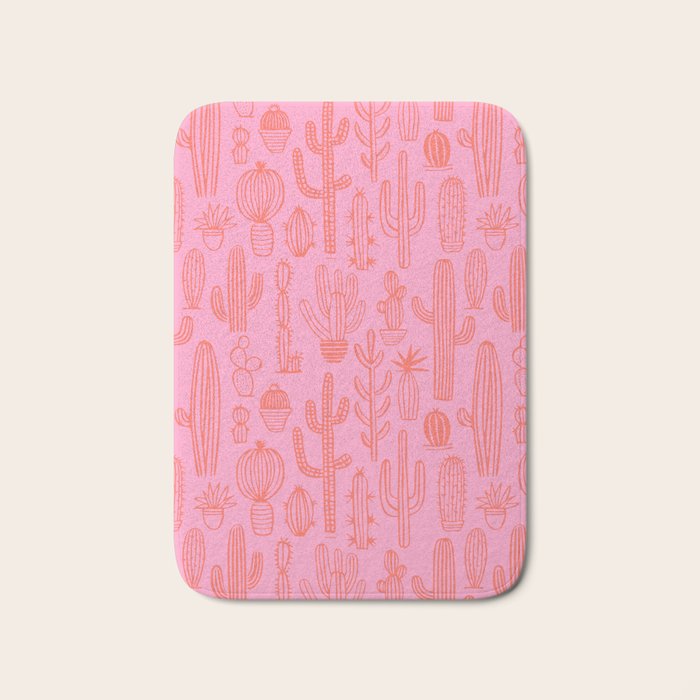 Cactus succulent plant doodle art pattern Bath Mat Gallery Image 1