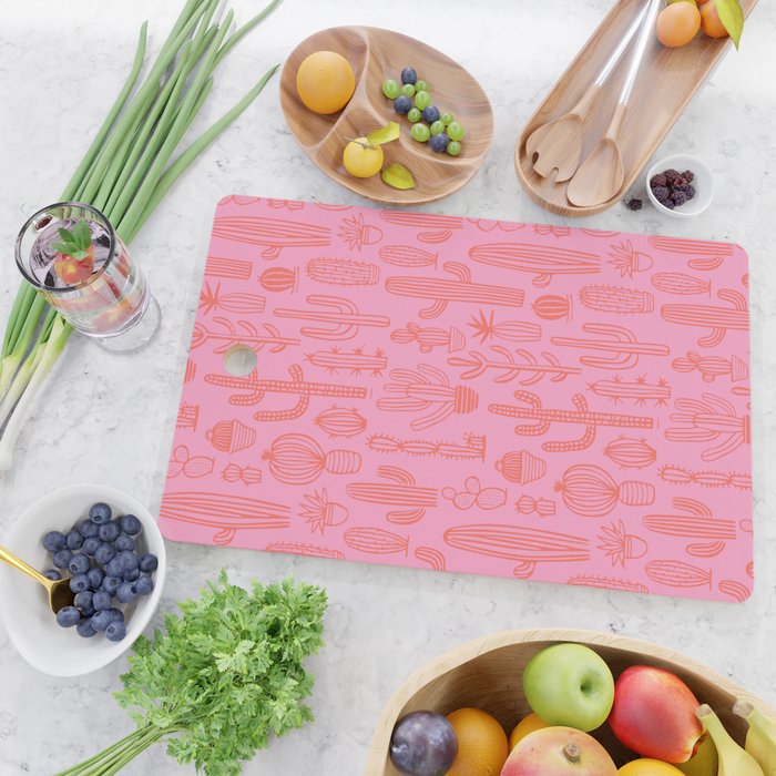 Cactus succulent plant doodle art pattern Cutting Board Gallery Image 2