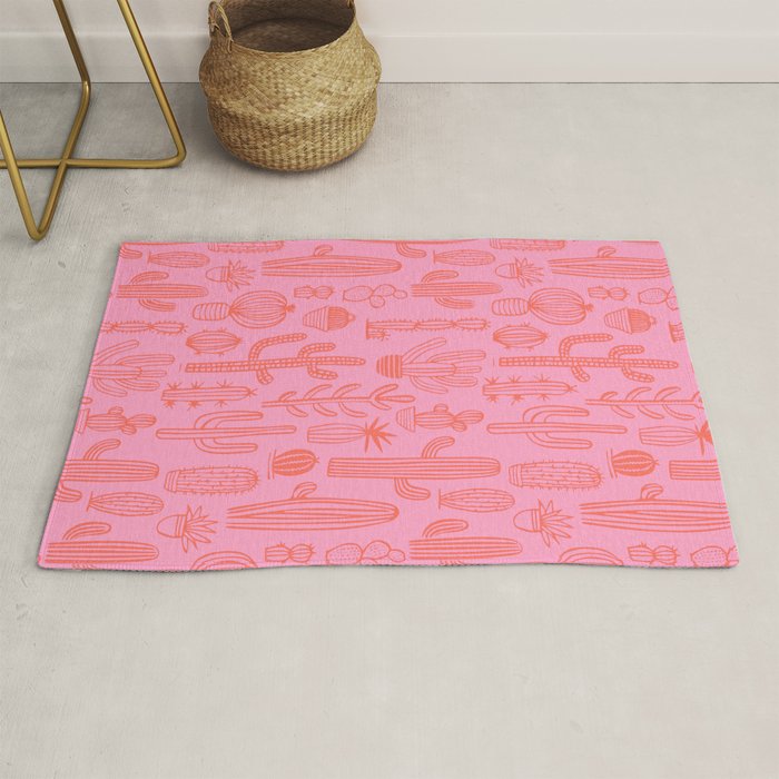 Cactus succulent plant doodle art pattern Rug Gallery Image 1