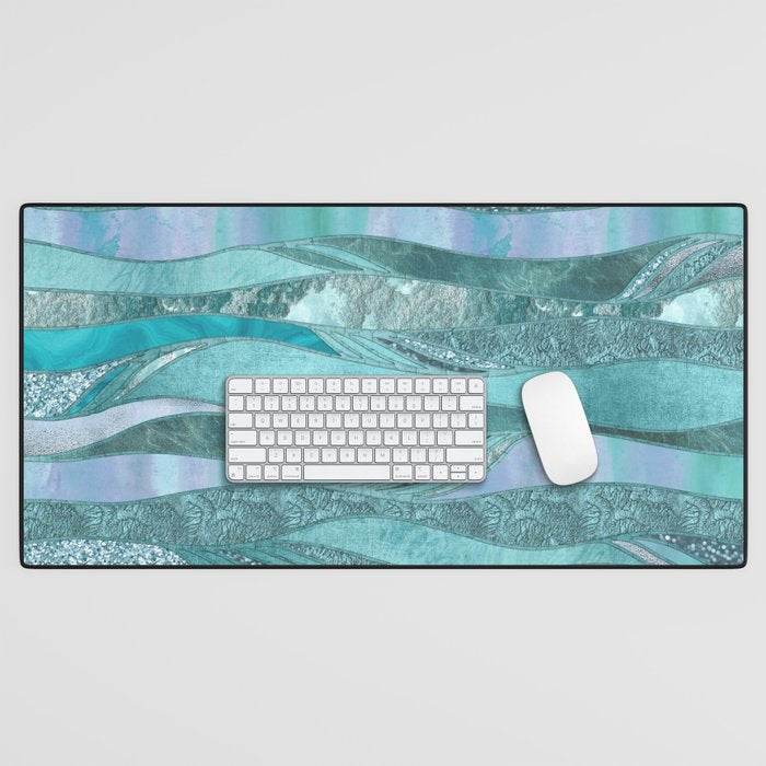 Precious Aqua And Turquoise Glamour Desk Mat Gallery Image 1