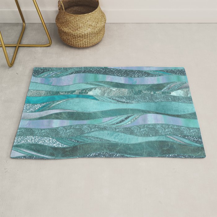 Precious Aqua And Turquoise Glamour Rug Gallery Image 1